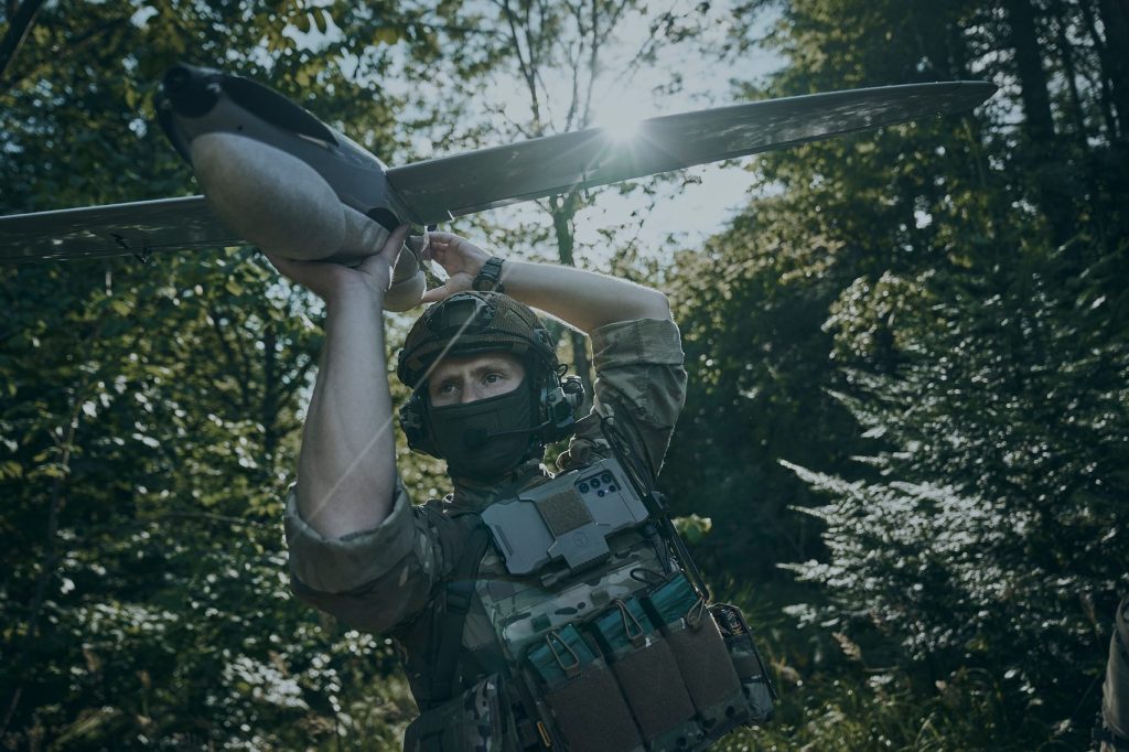 Operator launching an RQ-35 Heidrun by hand